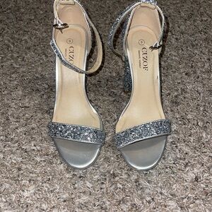 Silver sparkling heels